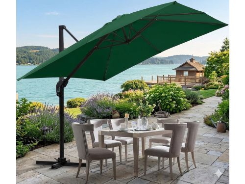 Ampelschirm 300 x 300 cm Vierkant XL, 360° Draaibaar &