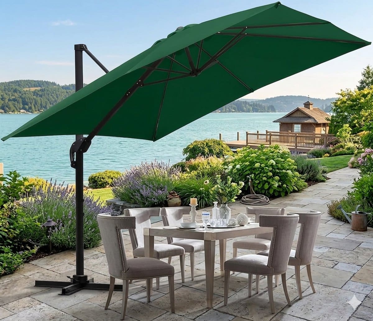 ampelschirm 300 x 300 cm vierkant xl, 360° draaibaar &