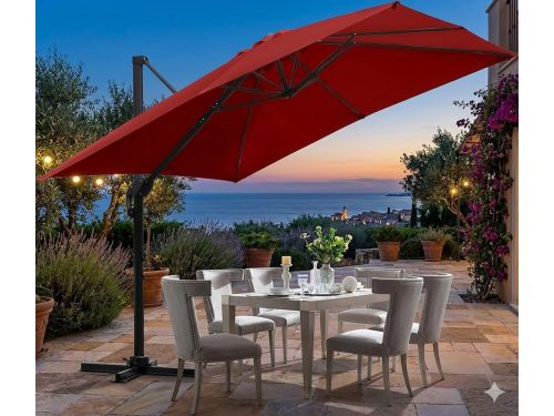 Ampelschirm 300 x 300 cm Vierkant XL, 360° Draaibaar &