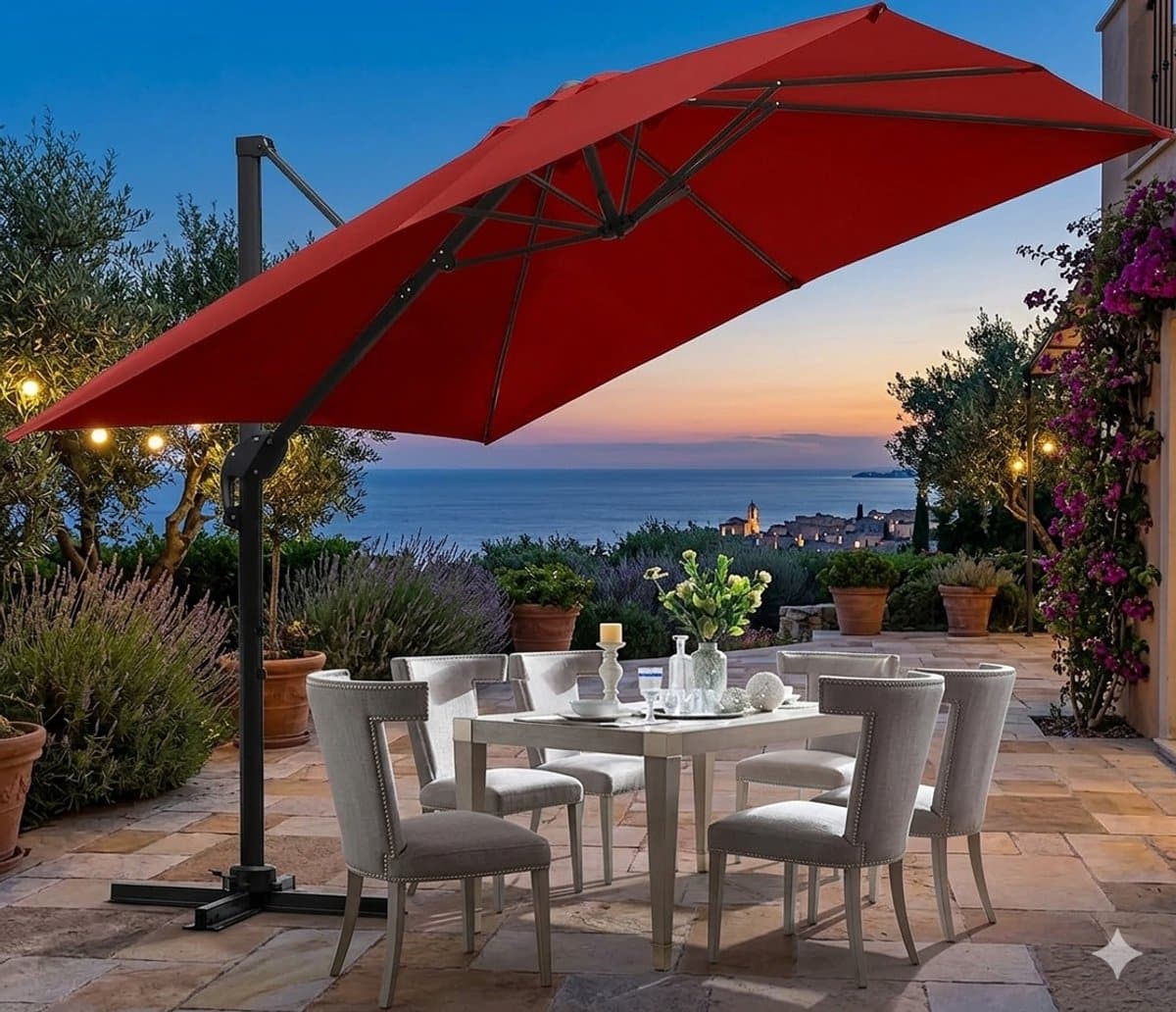 ampelschirm 300 x 300 cm vierkant xl, 360° draaibaar &