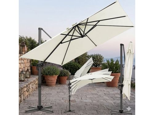 Ampelschirm 300 x 300 cm Vierkant XL, 360° Draaibaar &