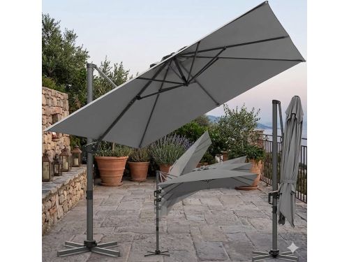 Ampelschirm 300 x 300 cm Vierkant XL, 360° Draaibaar &