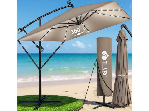 Ampelschirm Rechthoekig 330 cm XL, 360° Draaibaar & Kantelbaar (90