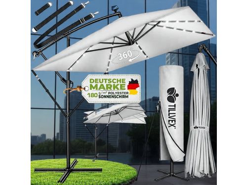 Ampelschirm Rechthoekig 330 cm XL, 360° Draaibaar & Kantelbaar (90