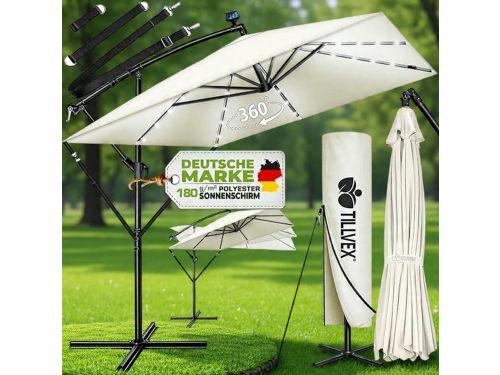 Ampelschirm Rechthoekig 330 cm XL, 360° Draaibaar & Kantelbaar (90