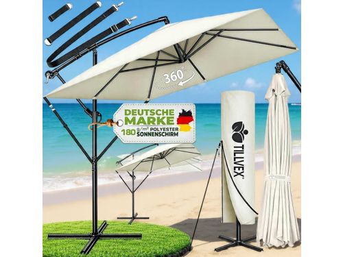 Ampelschirm Rechthoekig 330 cm XL, 360° Draaibaar & Kantelbaar (90