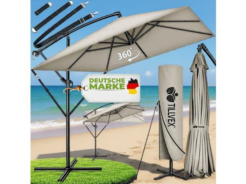 Ampelschirm Rechthoekig 330 cm XL, 360° Draaibaar & Kantelbaar (90