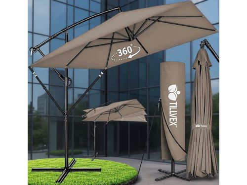 Ampelschirm Rechthoekig 330 cm XL, 360° Draaibaar & Kantelbaar (90