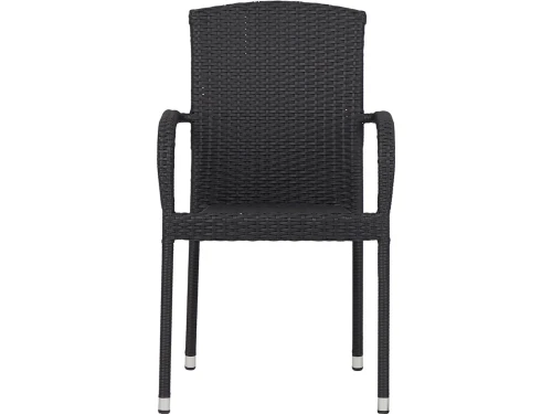 Anita tuinstoel polyrattan stapelbaar zwart.
