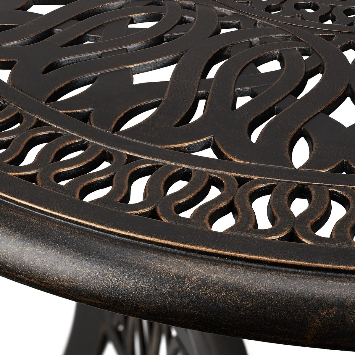 antieke ronde tuintafel Ø 90 cm weersbestendig gietaluminium met