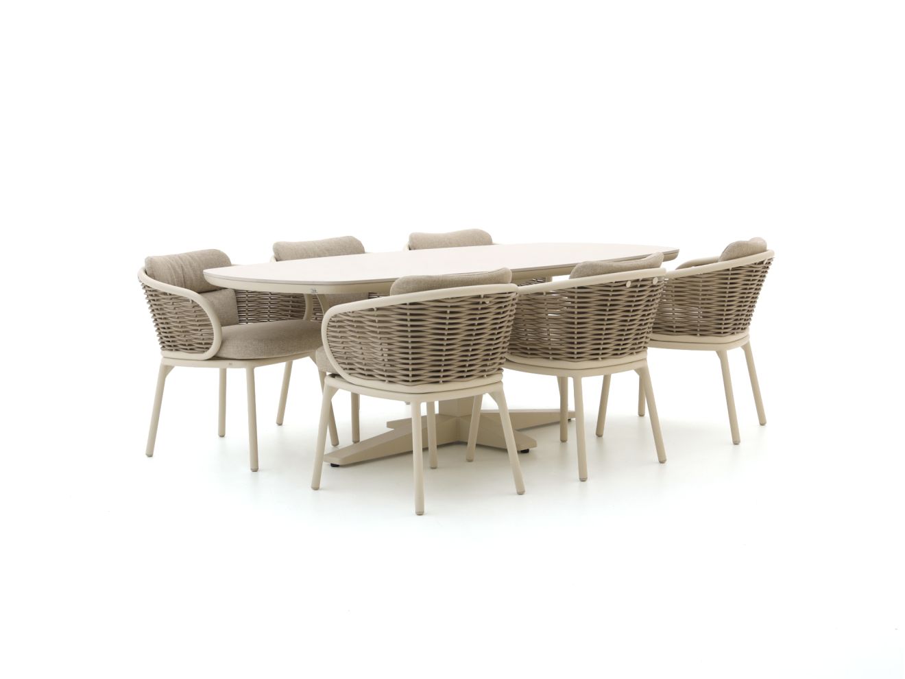 apple bee pine key/zanzibar deens ovaal 220cm dining tuinset 7 delig laagste prijsgarantie!