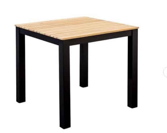 arashi dining tafel 76x76cm aluminium black teak yoi yoi