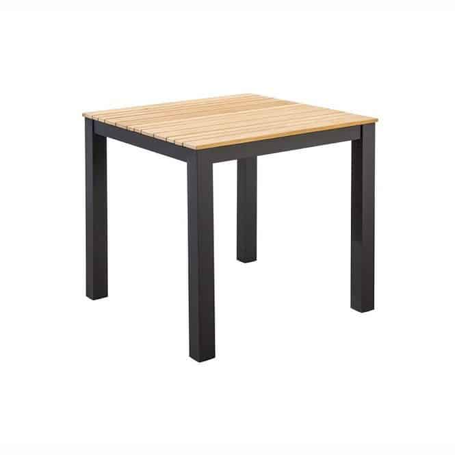 arashi dining tafel 76x76cm aluminium dark grey teak yoi yoi