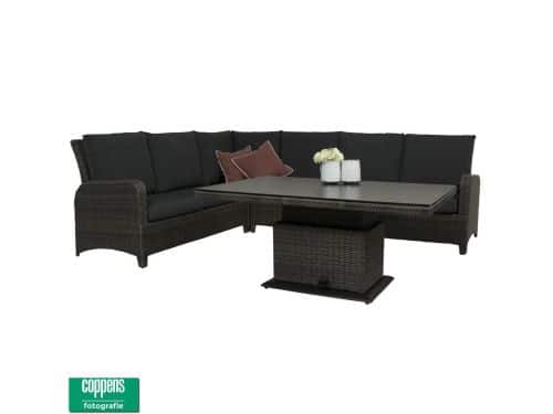 Aruba hoek loungeset antraciet met hoogte verstelbare tuintafel OP=OP