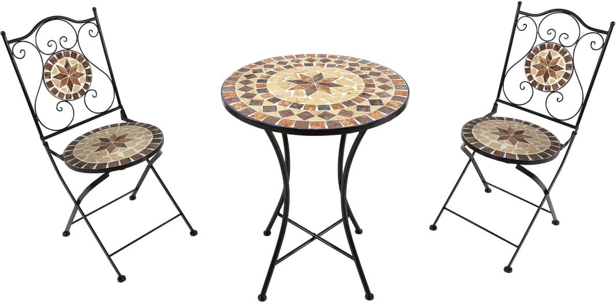 axi amélie 3 delige mozaïek bistroset earth brown metalen frame