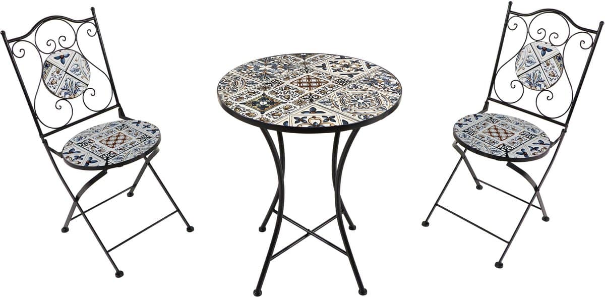 axi amélie 3 delige mozaïek bistroset zachtblauw metalen frame met