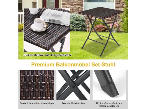 Balkon & Terras Bistro Set 3-delig - ABTkantoor Inklapbare Rotan