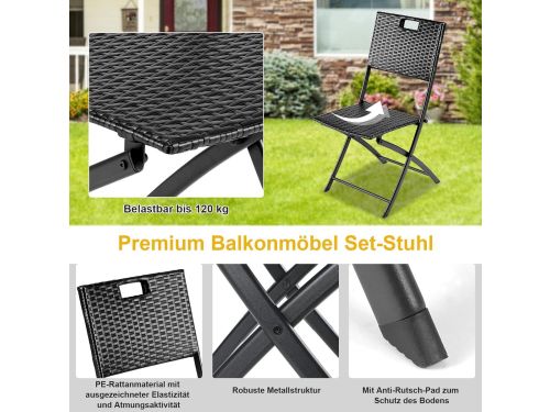Balkon & Terras Bistro Set 3-delig - ABTkantoor Luxe Inklapbare