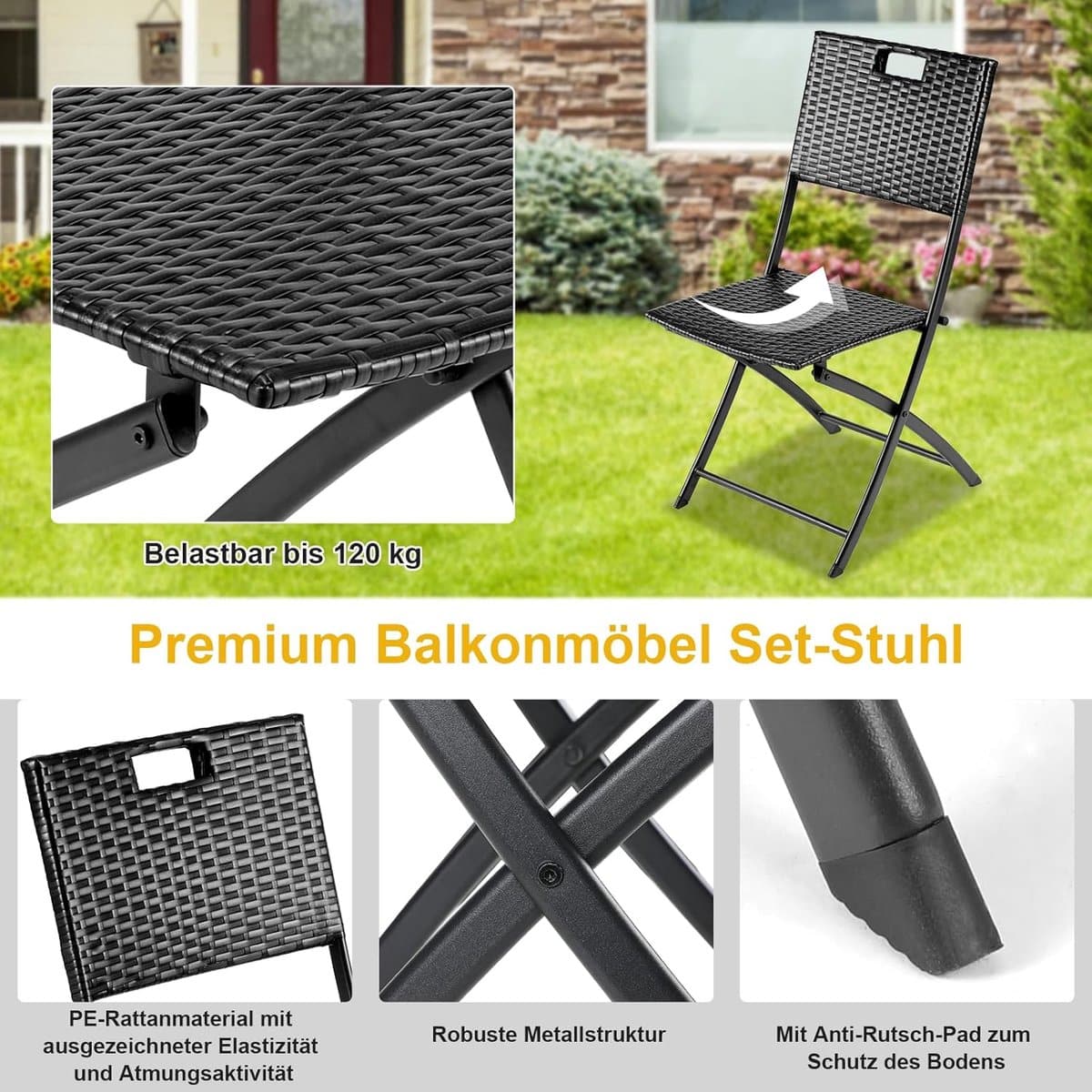 balkon & terras bistro set 3 delig abtkantoor luxe inklapbare