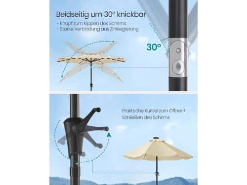 Balkon- & Tuinparasol Depauwonen LED Zonneparasol Rond Ø 270 cm