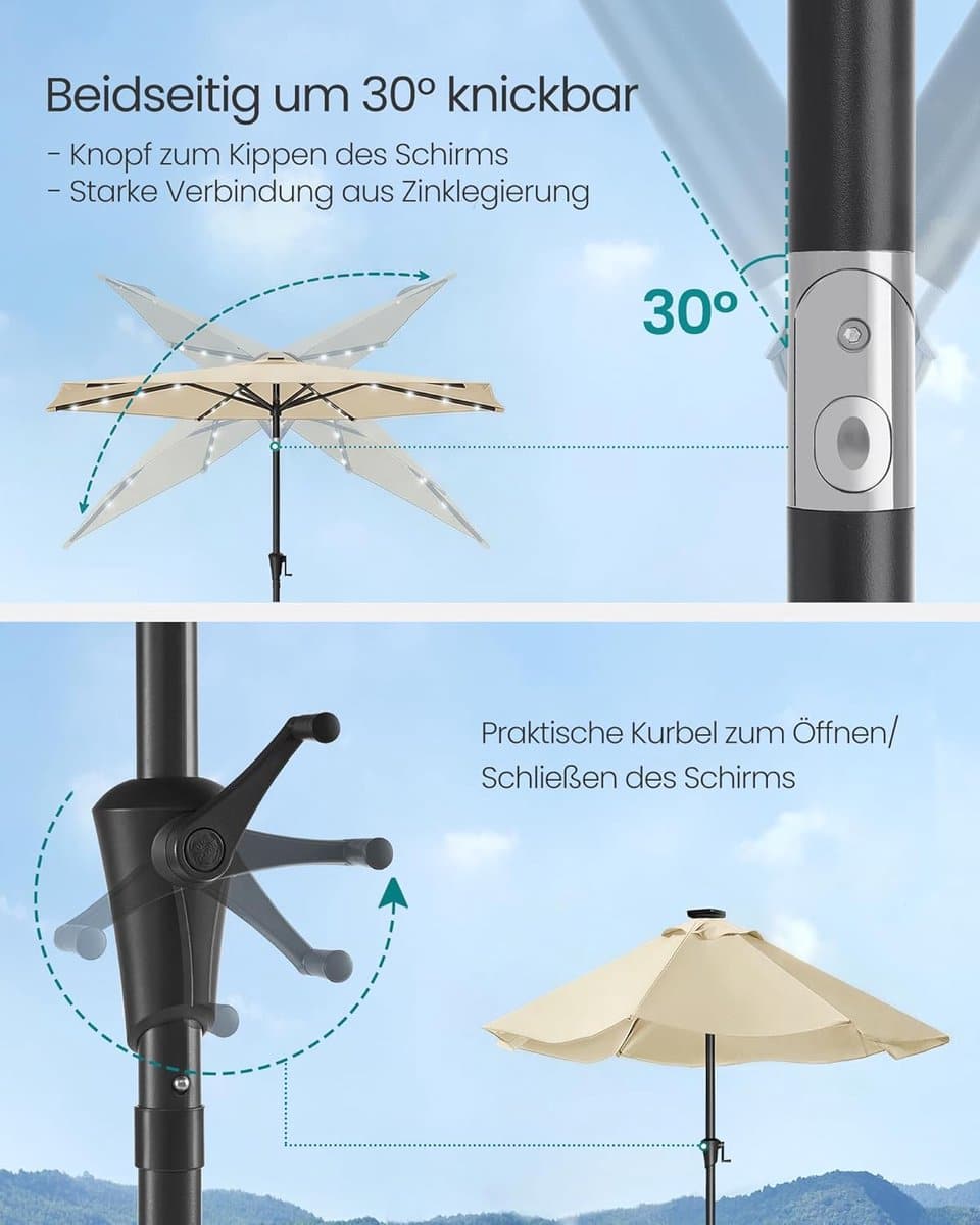 balkon & tuinparasol depauwonen led zonneparasol rond Ø 270 cm