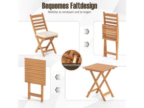 Balkon Bistroset 3-delig - Inklapbare Tafel 57x57x72 cm met 2