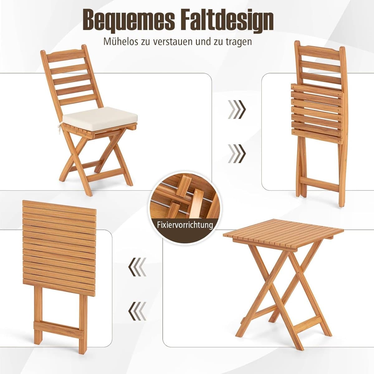 balkon bistroset 3 delig inklapbare tafel 57x57x72 cm met 2