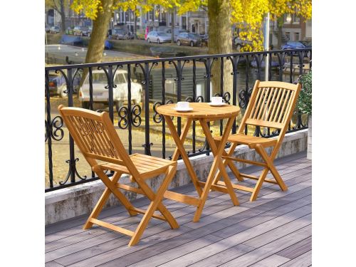Balkonmeubelset 3-delig 60x60x75 cm - Bistroset inklapbaar van Acaciahout met