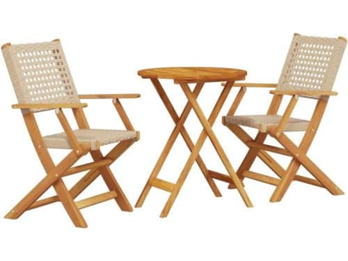 Balkonmeubelset 3-delig - Bistroset inklapbaar - Buiten dineren - Massief