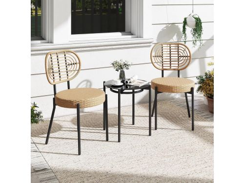 Balkonmeubelset 3-delig Rotan - Compacte Bistroset met 2 Stoelen en