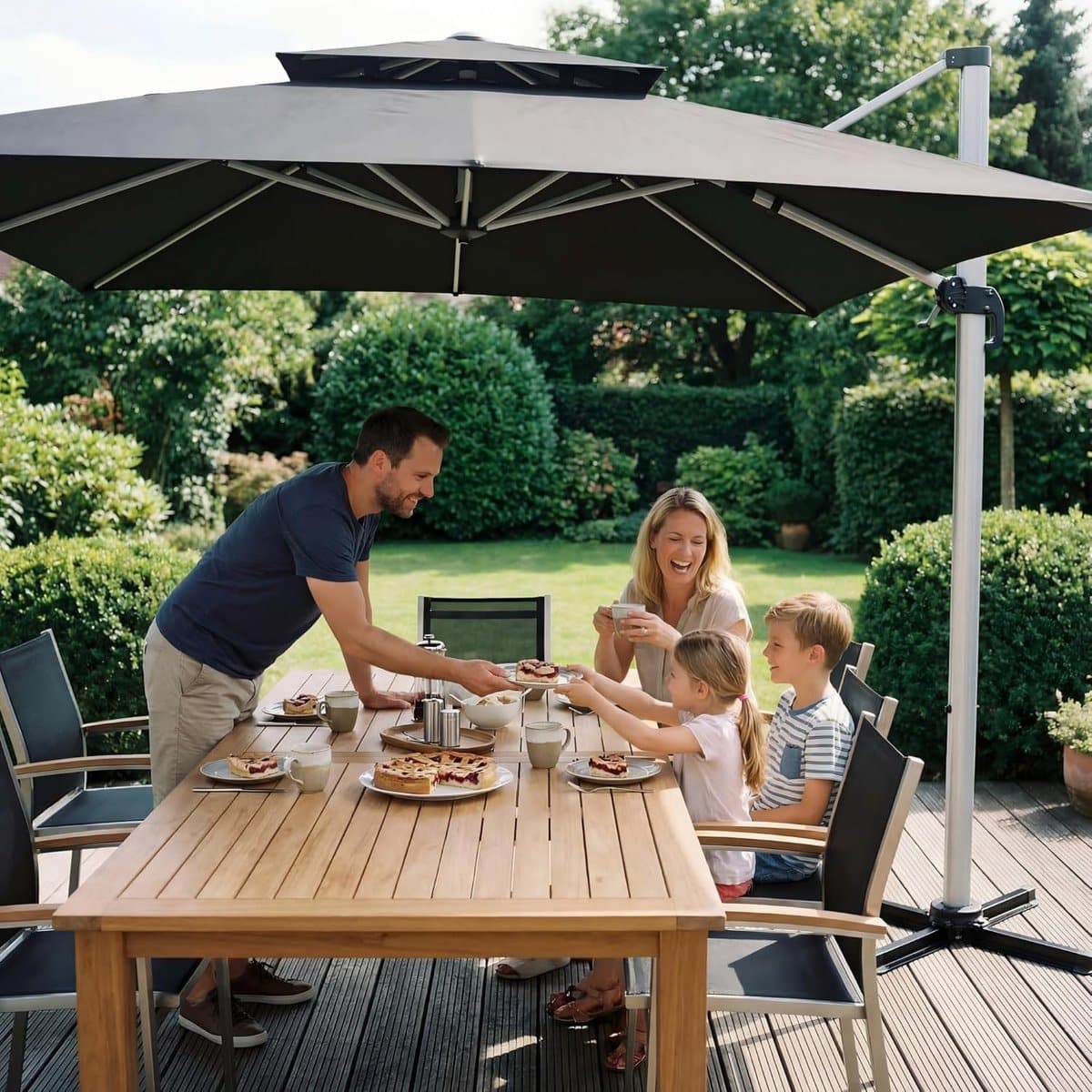 balkonparasol 300×400 cm rechthoekig zweefparasol met 360° draaifunctie