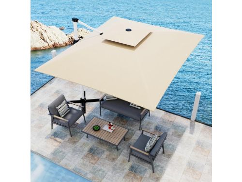 Balkonparasol 300x400 cm XL Zweefparasol met Voetpedaal & 360° Draaibaar