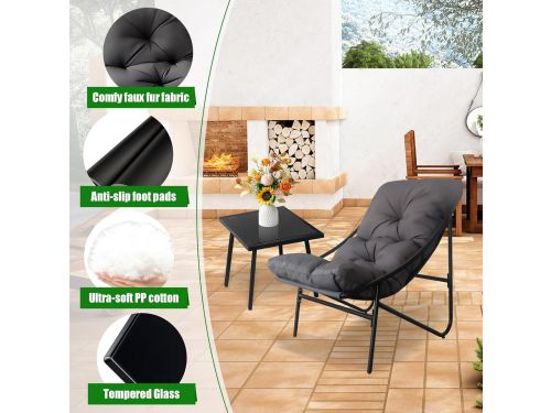 Balkonset 3-delig 90x69x80 cm - Comfortabele Tuinmeubelset met 2 Stoelen