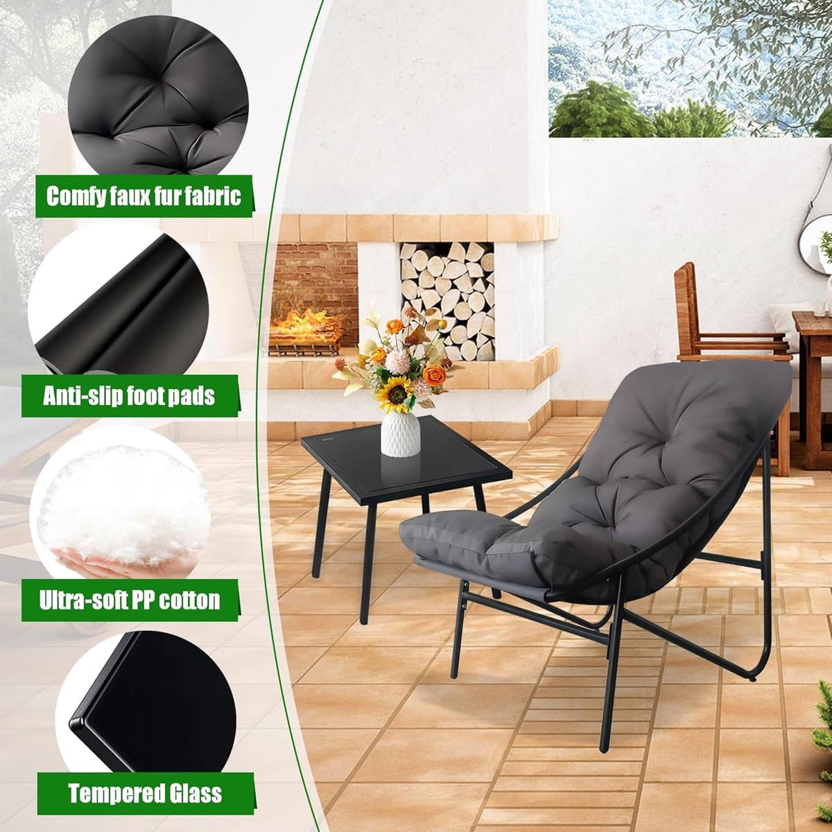 balkonset 3 delig 90x69x80 cm comfortabele tuinmeubelset met 2 stoelen