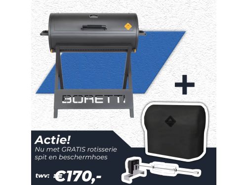 Barilo 2.0 houtskool barbecue + draaispit + hoes