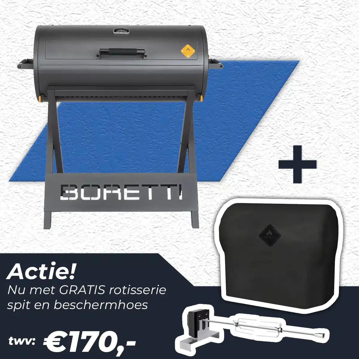 barilo 2.0 houtskool barbecue + draaispit + hoes