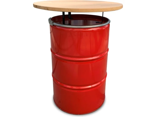 Barrelkings - Industriรซle Statafel/Bartafel - Rood Metaal Olievat - ร80x105