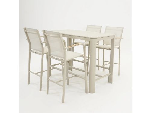 Barset Eos met 4x barstoel Quenza crรจme