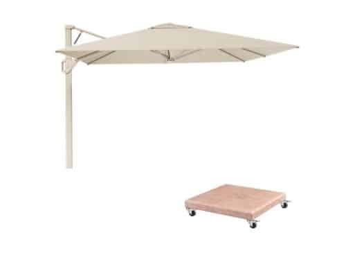Beaufort zweefparasol - premium doek | 320x320cm met Venezia parasolvoet 120kg | Champagne/Sandstone
