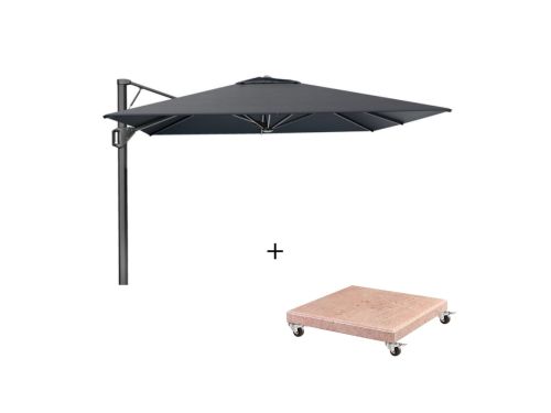 Beaufort zweefparasol - premium doek | 320x320cm met Venezia parasolvoet 120kg | Faded Black
