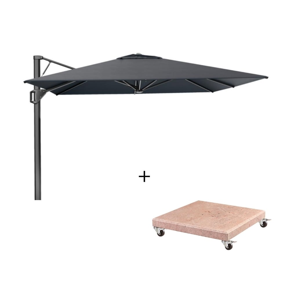 beaufort zweefparasol premium doek | 320x320cm met venezia parasolvoet 120kg | faded black