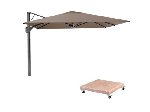 Beaufort zweefparasol - premium doek | 320x320cm met Venezia parasolvoet 120kg | Havana