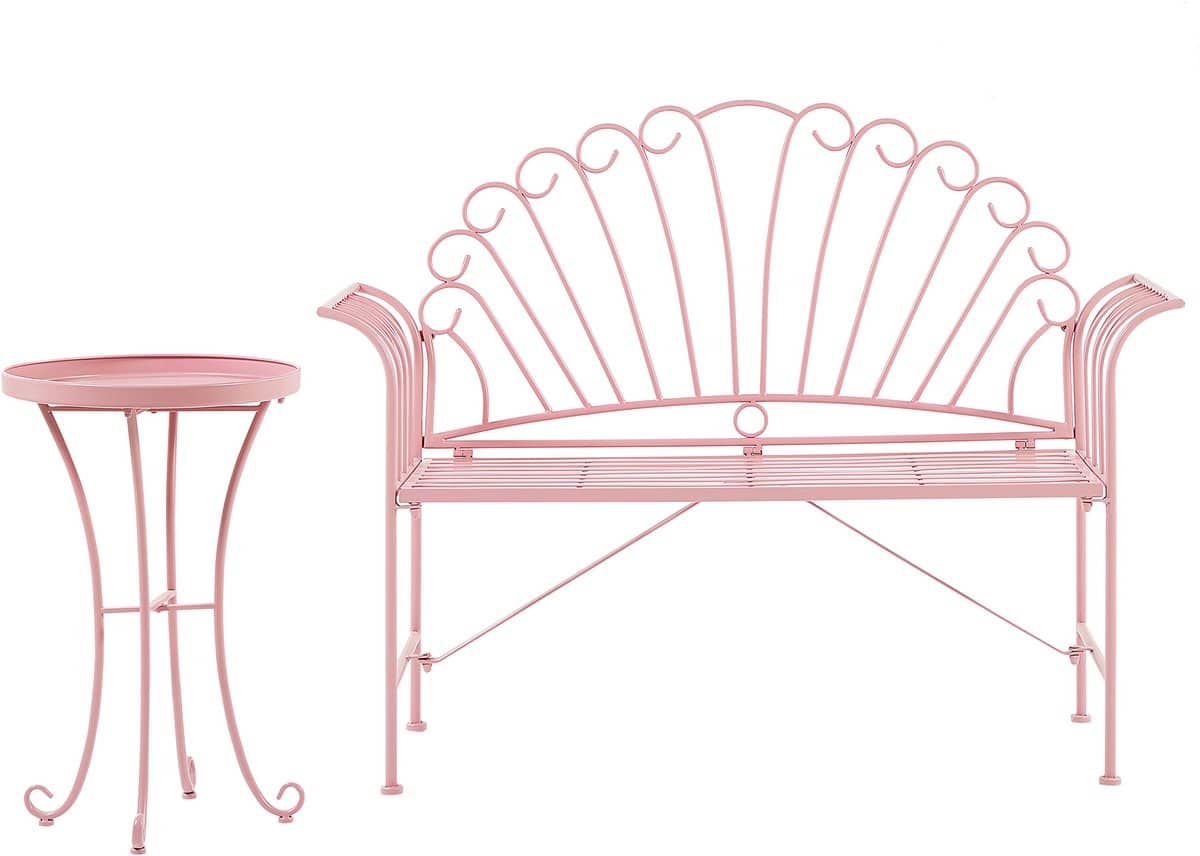 beliani cavinia bistroset voor 2 roze metaal