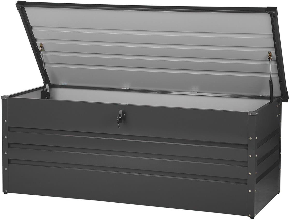 beliani cebrosa l kussenbox grafietgrijs staal