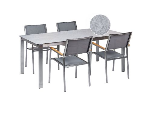 BELIANI COSOLETO/GROSSETO - Tuinset 4 persoons - Grijs - Graniet/Glas