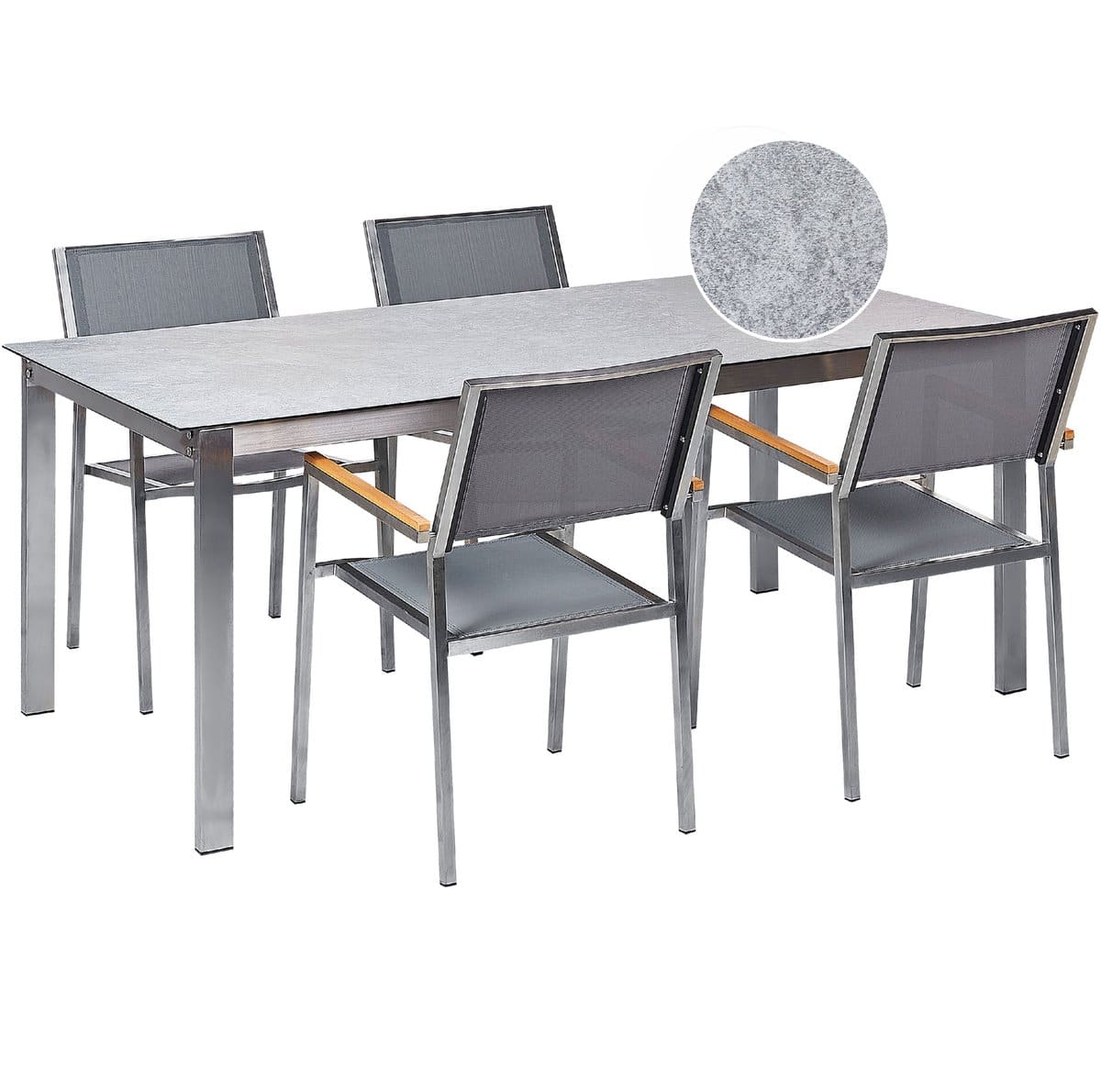 beliani cosoleto/grosseto tuinset 4 persoons grijs graniet/glas