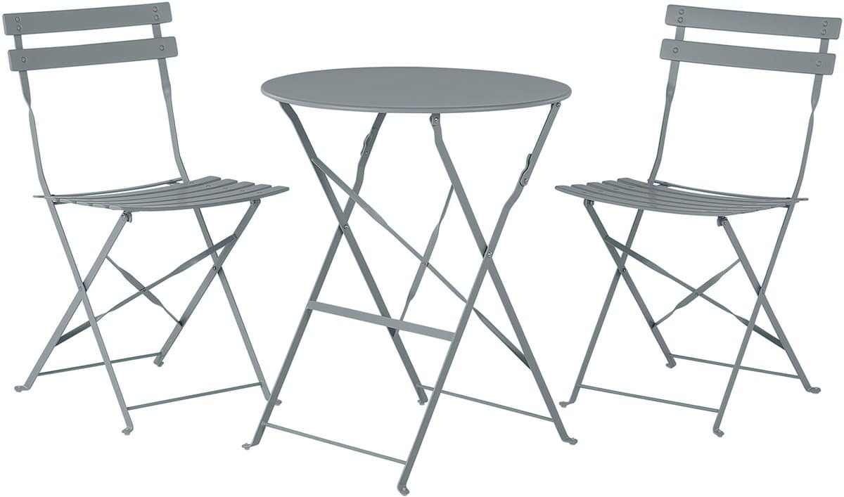 beliani fiori bistroset voor 2 grijs staal