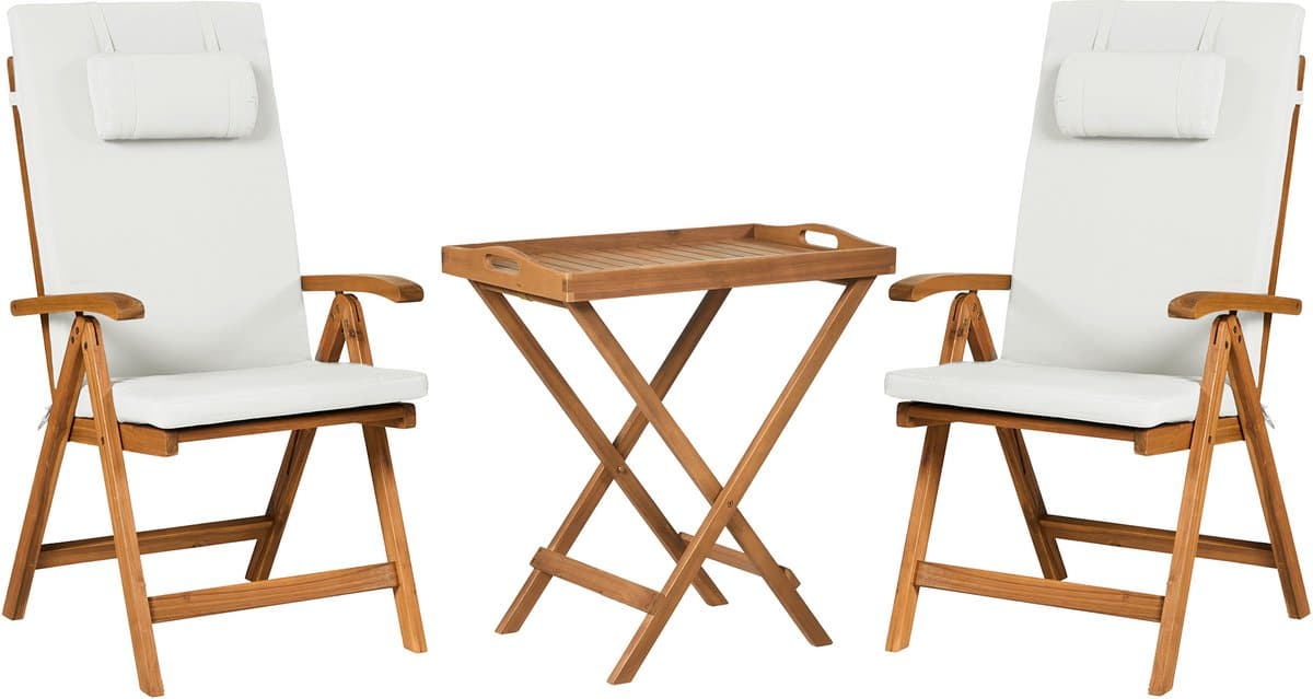 beliani java premium bistroset voor 2 gebroken wit