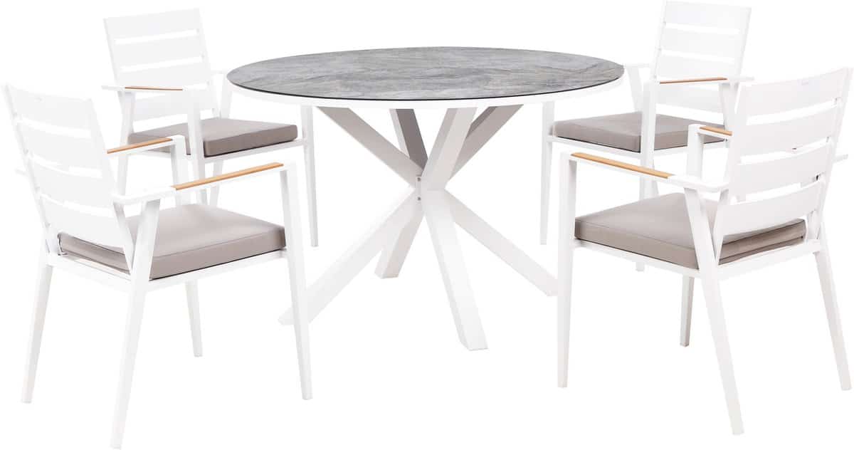 beliani maletto/taviano tuinset voor 4 donkergrijs aluminium