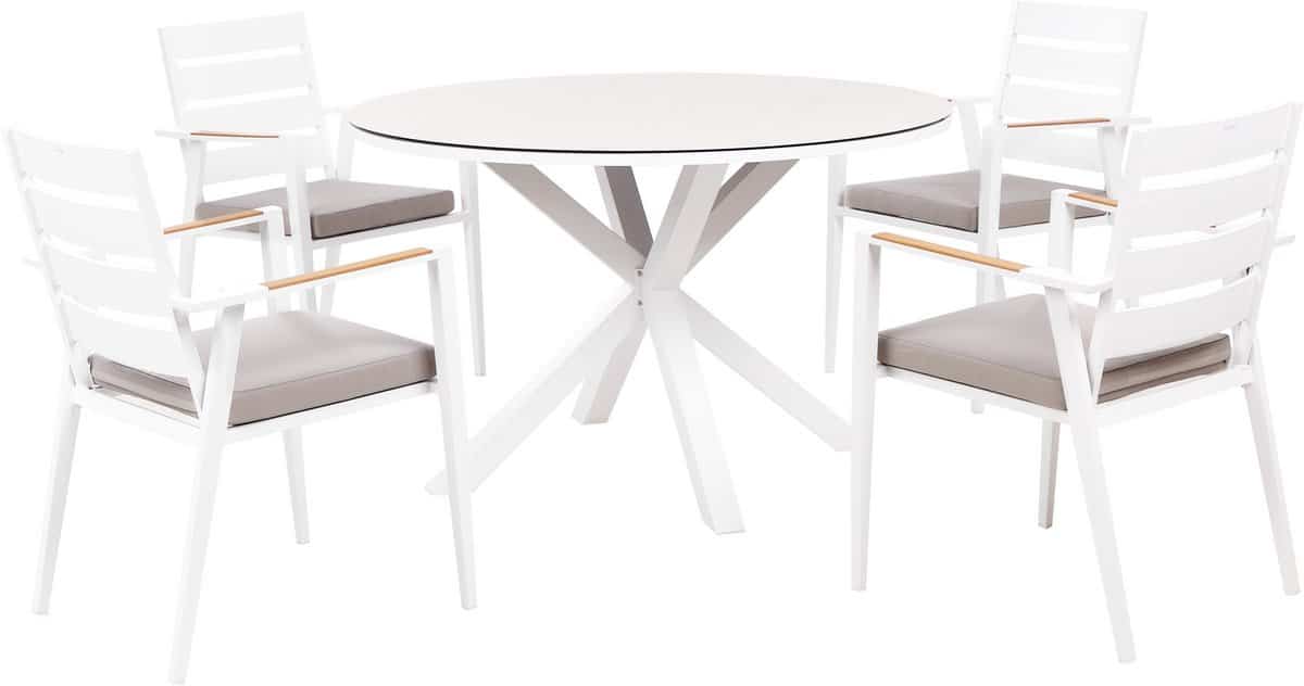 beliani maletto/taviano tuinset voor 4 taupe aluminium